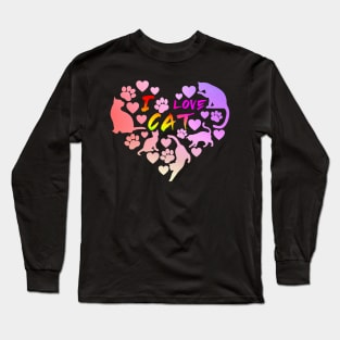 Cat Love: Playful and Cute Cat Design Long Sleeve T-Shirt